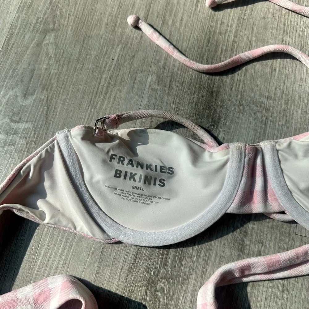 Frankie's Bikinis Pink Gingham Underwire Bikini Top